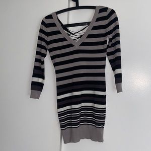 Black/grey striped 2b bebe sweater dress (small)